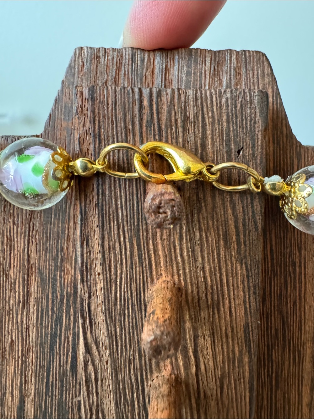 Handcrafted Lampwork Floral Glass Bead Necklace - Picture 3 of 3